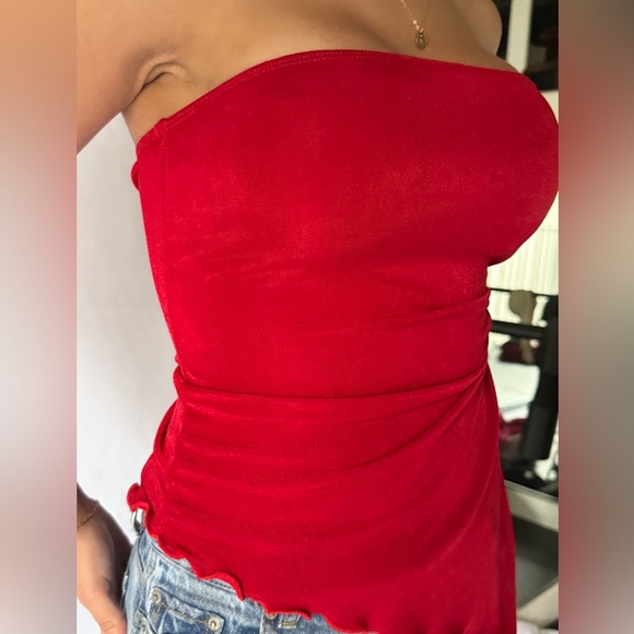 Red Strapless Top - Picture 3 of 11